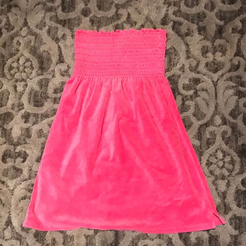 Hot pink juicy couture velour smocked cover up